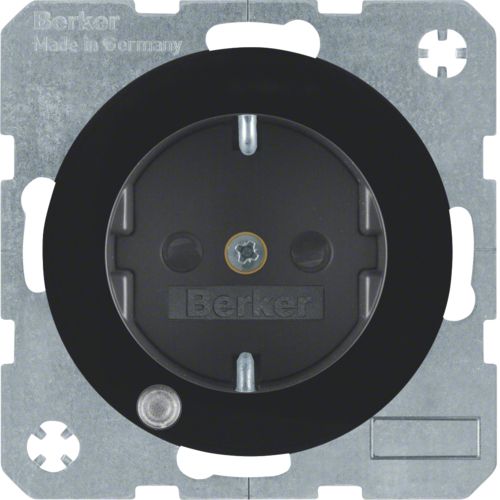 Berker - Priza SCHUKO (mecanism), protectie copii, LED, negru lucios R.1, R.3, R.8