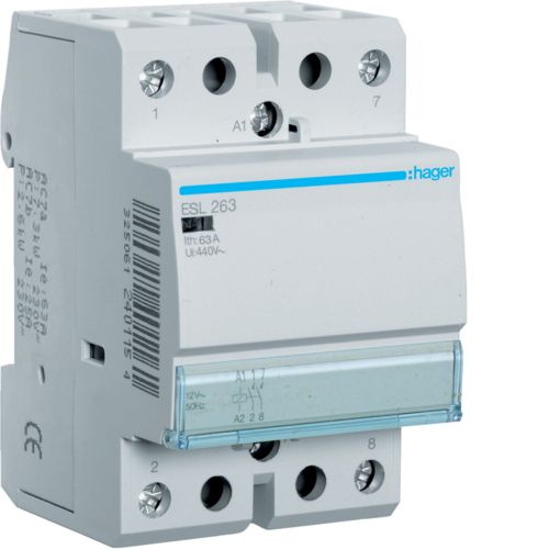 Hager- Contactor 63A, 2P,  12V, 2ND
