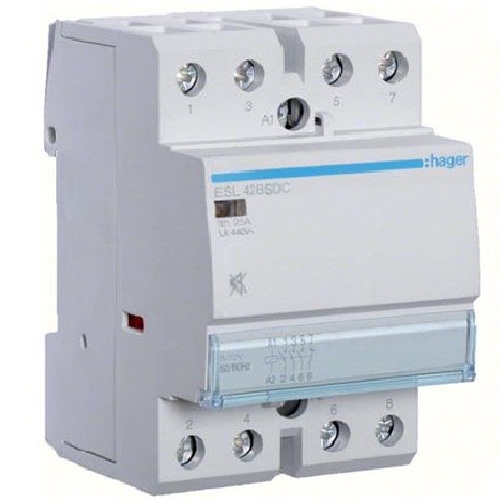 Hager- Contactor 25A, 4P,  12V DC, 3ND+1NI