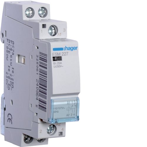Hager- Contactor 25A, 2P, 110/127V, 1ND+1NI